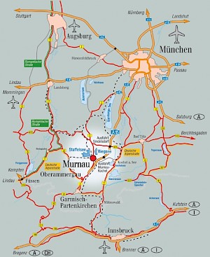 Übersichtsplan Murnau und Oberbayern